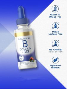 Complejo de vitamina B sublingual Gotas <span class=keywords><strong>B12</strong></span> Baya con sabor vegetariano no OGM Suplemento dietético sin gluten Carlyle B-Complex líquido - Product Image 4