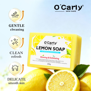 Sapone O'Carly Clean al Limone Naturale per Sbiancamento, Rimozione Pigmenti, Esfoliazione, Menta Piperita - Ideale per Pelli Scure, 250g - Product Image 3