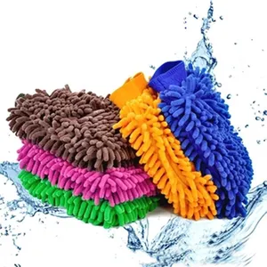 Carwash Mitts Chenille Microfiber Washandschoen Dubbelzijdig Krasvrij Washandschoen