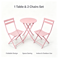 Tables et chaises pliantes d'extérieur modernes, ensemble de 2/4/6 pièces, table et chaises pliantes en acier métallique pour patio