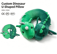 Coussin de Noël en forme de U personnalisé, Dragon Vert, en peluche rembourrée, long coussin animal dinosaure, oreillers en U en peluche