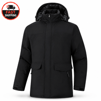 Veste coupe-vent imperméable à capuche avec logo personnalisé, longue et chaude pour l'hiver, manteau d'extérieur avec fermeture éclair, taille plus