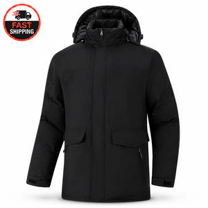 Custom Logo Hooded <strong>Waterproof</strong> Windbreaker Jacket Long Warm Winter Outdoor <strong>Coat</strong> with Zipper Closure <strong>Plus</strong> <strong>Size</strong> Feature - Product Image 1