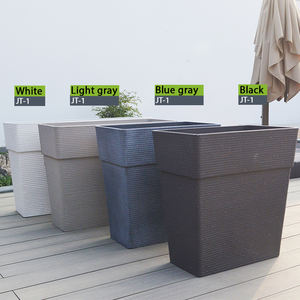 กระถางดอกไม้เรซินทางกลางแจ้งทรงสี่เหลี่ยมขนาดใหญ่น้ำหนักเบาทนทานปลูกต้นไม้ในสวนลายตารางสำหรับห้างสรรพสินค้า - Product Image 6