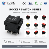 Interrupteur à bascule en plastique et cuivre SUDA DPST KCD3-102FNC, série 3P ON-OFF IP40 15A 250V, 10 000 cycles, terminaison à souder, -20~85°C