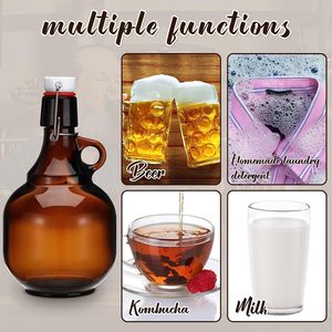 4 pcs 34 oz bia chai thủy tinh màu hổ phách chai gallon lọ thủy tinh với nắp kính gallon jugs growlers cho bia Soda Cider rượu - Product Image 6