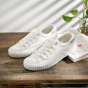 Zapatos Blancos Lisos de Moda para Mujer OEM, Zapatos de Lona Modernos para Chicas, Zapatillas Deportivas con Cordones para Caminar - Product Image 3