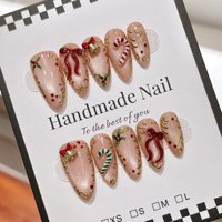 Nouvelle Arrivée Faux Ongles à Presser Faits Main de Noël, Qualité Supérieure, Forme Amande, Motifs French Cat Eye, pour Fêtes, Fournisseur d'Ongles