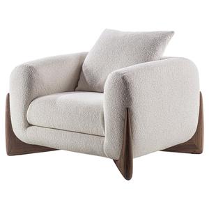 Modern Minimalist Style Hotel Villa Living Room Lounge Armchair Solid Wood Base Comfortable Upholstered Single Sofa - Product Image 3