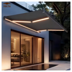 Customized Size Motorized <strong>Retractable</strong> <strong>Patio</strong> Awning with Aluminum Alloy Frame Remote Control for Balcony Rain <strong>Canopy</strong> Outdoor Use - Product Image 1