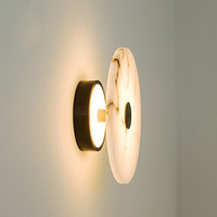 Lampu Dinding Marmer Alabaster Spanyol Bulat Grosir Pabrik untuk Ruang Tamu Kamar Tidur Kepala Tempat Tidur Latar Belakang Lorong Lampu Dinding LED