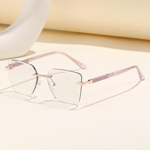 Gafas de sol fotocromáticas cuadradas sin montura KJL-95030 para mujer, lentes de PC con protección UV400, montura de aleación de zinc, patillas con resorte, diseño moderno. - Product Image 2