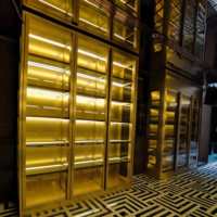 Lemari Penyimpanan Anggur Modern Premium Ramah Lingkungan Skala Besar dengan Pintu Kaca, Rangka Baja Tahan Karat, Rak Pajangan Tinggi untuk Rumah, Bar, Hotel