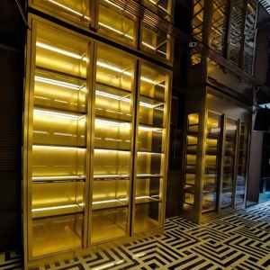 Armoire à vin moderne haut de gamme, écologique, grande capacité, avec porte vitrée, cadre en acier inoxydable, étagère haute de présentation, pour bar à domicile ou hôtel - Product Image 5