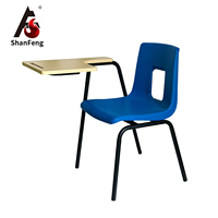 Ensemble table et chaises de formation, plateau en MDF, siège en plastique, chaise avec accoudoirs et tablette d'écriture pour mobilier de salle de classe, certifié CE