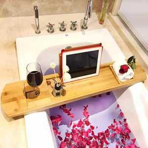 Premium bañera bandeja de baño de bambú Caddy bandeja de bañera de baño accesorios - Product Image 4