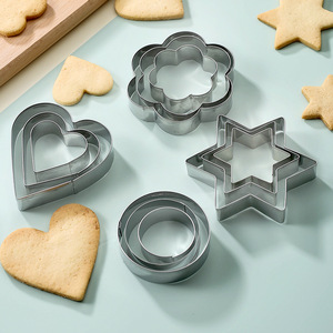 12-Piece Set Eco-Friendly Oven Safe Stainless Steel DIY Cake Mold Baking Sugar Tools Biscuits Cut Steamed <b>Bread</b> Cookies Cookie - Product Image 1