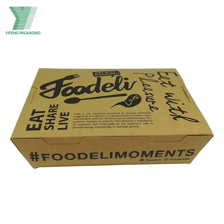 Wholesale Price Custom Kraft Paper Logo Printed Food Packaging Take Away Lunch Carrier Folding Box