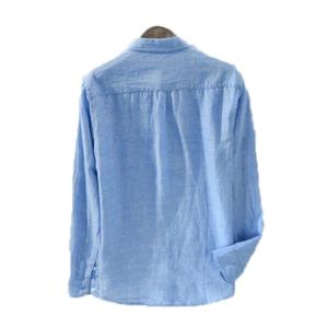 Chemise unisexe décontractée à manches longues en coton biologique et lin, personnalisable - Product Image 4