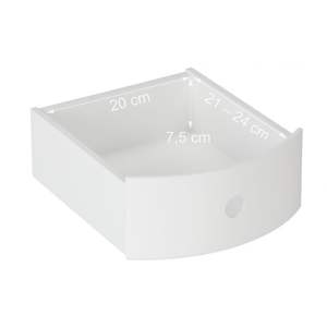 Tavolino da Caffè Rotondo in Legno Bianco con Cassetto e Gambe in Pino - Product Image 6