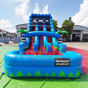 Wholesale kids party jumper bouncer jumping castle inflatable tropical water <b>slide</b> with swimming <b>pool</b> - Product Image 1