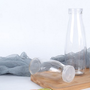 Wholesale <strong>200ml</strong> <strong>Milk</strong> Bottle 250ml 500ml Juice Glass Bottle for <strong>Milk</strong> 1000ml Round clear Beverageglass <strong>Milk</strong> Bottle with Cap - Product Image 5