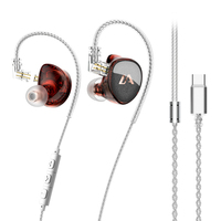 Écouteurs intra-auriculaires hybrides HiFi filaires avec câble détachable plaqué argent