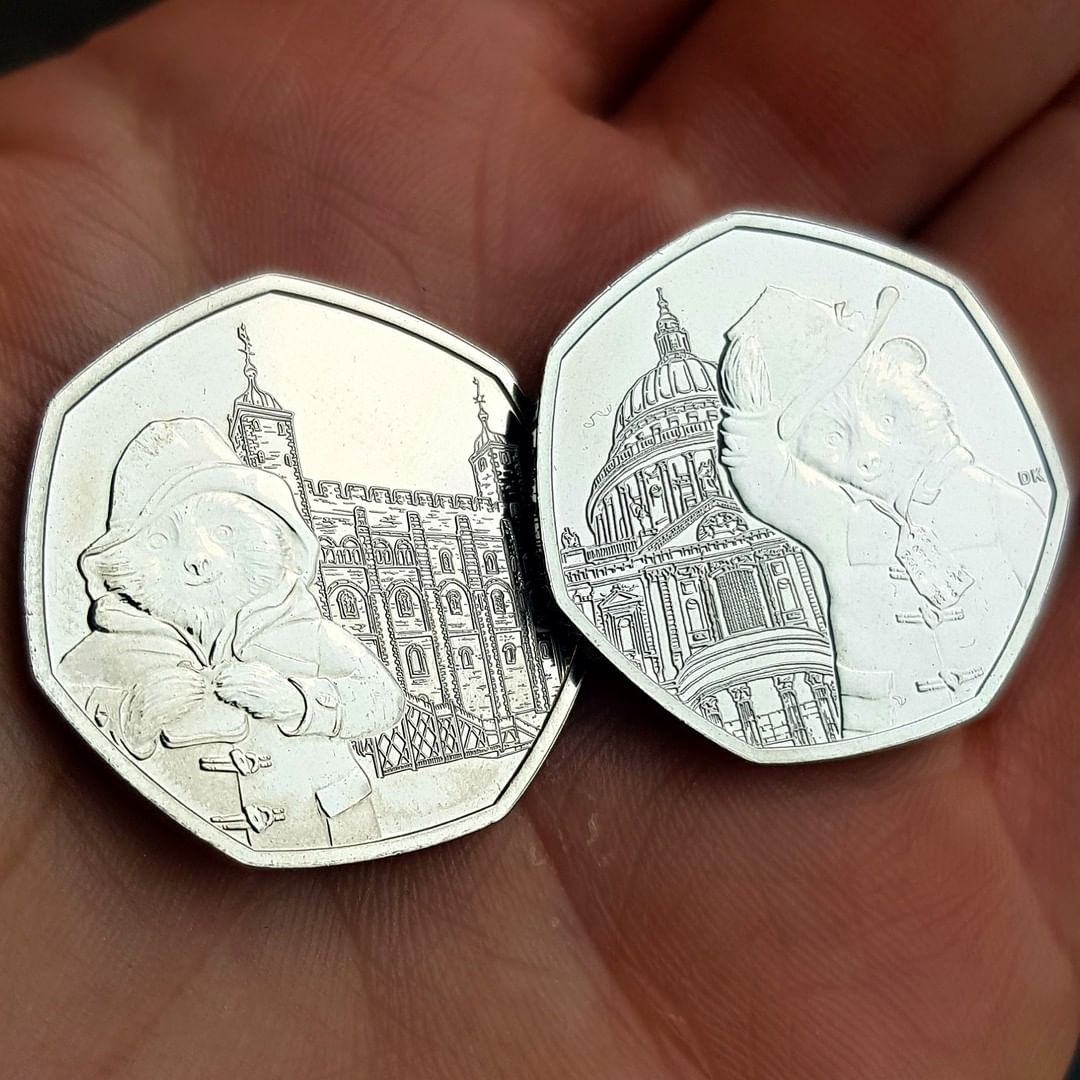 ヴィンテージ/アンティークコイン,パディントンベア50ペンス イギリス 50ペンス コインペンダント くまのパディントンと