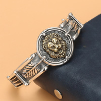 Bracelets et joncs en argent sterling 925 massif pour hommes, style rétro punk, locomotive, bague pour hommes, feuille pour hommes, bijoux masculins
