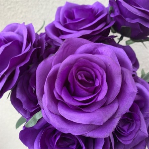 O-225 <span class=keywords><strong>roman</strong></span> Design violet fleurs artificielles Bouquet décoration de mariage <span class=keywords><strong>soie</strong></span> 10 têtes violet Rose bouquet - Product Image 5