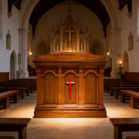 Pupitre d'église en bois personnalisable avec rangement, idéal pour les cérémonies de culte traditionnelles et les sermons