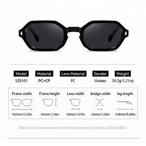 Kacamata Hitam Kecil Custom Perlindungan UV Baru Berkualitas Mewah Desainer 2026 Kacamata Wanita Kelas Atas CP Kacamata Hitam Poligon Kecil - Product Image 5