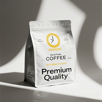 Sachet d'emballage personnalisé pour grains de café avec fermeture éclair refermable et fond plat, idéal pour les torréfacteurs et les marques de détail