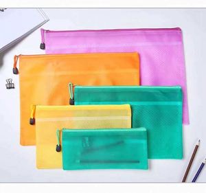 Lot de 6 pochettes à fermeture éclair en maille A4, sacs pour documents en PVC imperméables, couleurs assorties, organiseur de fichiers pour le bureau, l'école et les voyages - Product Image 4