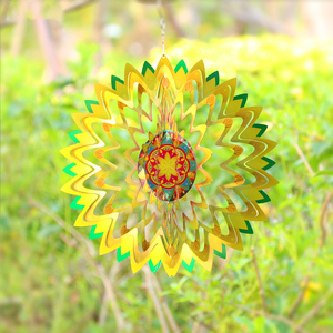 Molinetes de Viento Personalizables de Acero Inoxidable 3D, Ecológicos e Impermeables para Decoración de Jardín - Piezas Coloridas de 30 cm de Diámetro - Product Image 2