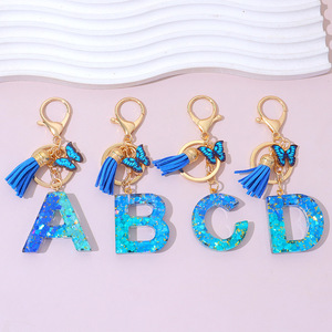 Colgante de borla con letras de la A a la Z en epoxi degradado azul y mariposa, un souvenir muy vendido para <span class=keywords><strong>bolsos</strong></span> de mujer. - Product Image 3