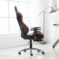 Silla de Computadora Ergonómica de Cuero Naranja y Negro, Estilo Racing, Silla de Juego para PC con Rotación de 360 Grados y Reposapiés