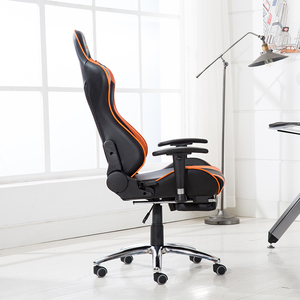 Silla de Computadora Ergonómica de Cuero Naranja <span class=keywords><strong>y</strong></span> Negro, Estilo Racing, Silla de Juego para PC con Rotación de 360 Grados <span class=keywords><strong>y</strong></span> Reposapiés - Product Image 3