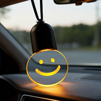 Lampe suspendue créative pour voiture, avec ampoule Edison vintage à détecteur de mouvement rechargeable, motif visage souriant, pour décoration intérieure automobile