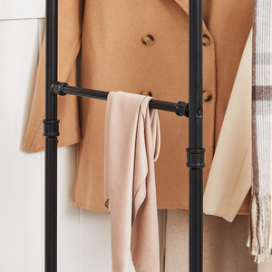Porte-vêtements en métal robuste et résistant, à double poteau, avec roulettes, pour le salon, les chaussures - Product Image 4