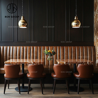 Ensemble de meubles de restaurant Ron Group Luxury Brown Cafe Square Marble Table Chair Leather Booth Seating