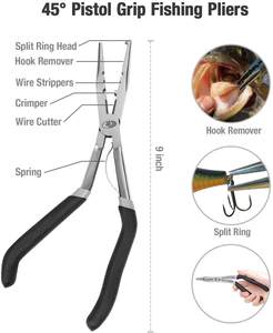 4-teiliges Angelwerkzeug-Kit Pistolengriff-Angel zange Fischfilet messer Fliegenfischer-Retraktor mit einziehbarem Lanyard - Product Image 5