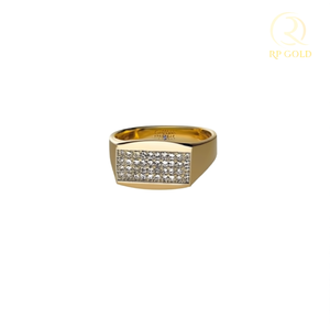 Bague de cocktail en or 14 carats pour homme RP Gold, sertie de cristaux et de strass, bijoux de luxe, cadeau de mariage - Product Image 2