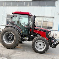 Tracteur agricole 4x4 à roues motrices, mini tracteur compact 70 CV avec transmission par engrenages PTO avant, haute productivité