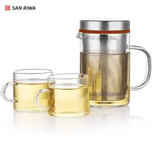 Heat Resistant Herbal Kettle Tea Set Creative High Borosilicate Glass Tea Cup with Stainless Steel Infuser & Lid