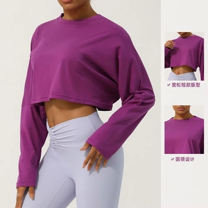 Camiseta Deportiva de Manga Larga con Cuello Redondo para Mujer, Corte Holgado, con Logotipo Personalizado Disponible, Ideal para <span class=keywords><strong>Yoga</strong></span>, Ejercicio Físico y Actividades al Aire Libre - Product Image 5