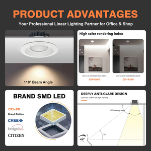 Downlight LED 30W encastré en aluminium, taille découpée 250-280mm, directement de l'usine, pour l'éclairage de projets de centres commerciaux et de restaurants - Product Image 3
