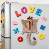 OEM Sugar Glider Flying Squirrel Embroidered Mesh Soft Plush Toy Refrigerator Magnet Ornament Gift Stuffed Animal Toy PP Cotton