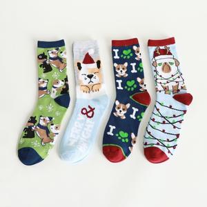 KT-0026-18 ओएम थोक कस्टम उच्च गुणवत्ता वाले कपास प्यारे पशु कुत्ते कार्टून चरित्र खुश मजेदार लड़कियों क्रिसमस के मोजे - Product Image 5
