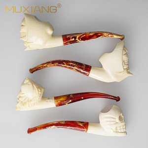 MUXIANG Meerschaum Pipe Bent Type Hand Carved Traditional Tobacco Pipe For Men Smoking Accessory - Product Image 1